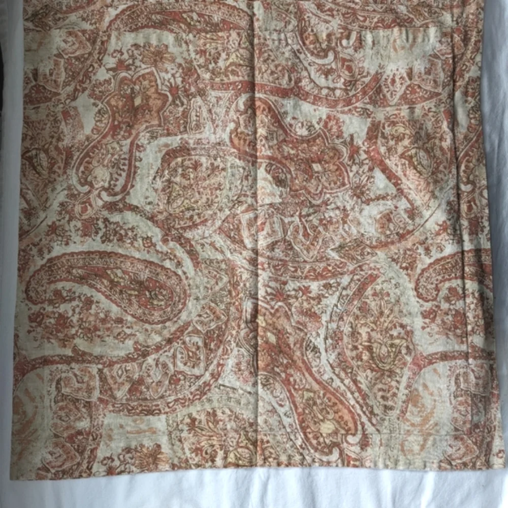 Pottery Barn Paisley Linen Blend Brown Cream Euro Pillow Covers - 3
